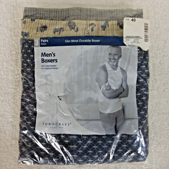 TownCraft JC‎ Penney Mens Boxers Shorts 3 Pack Sz 40 Vintage Daddy Underwear - Picture 2 of 6